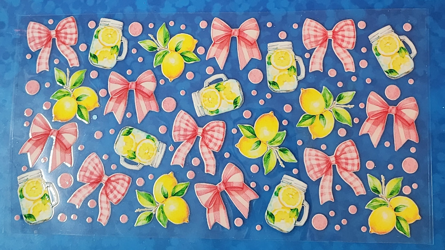 Bows and Lemonade UV dtf