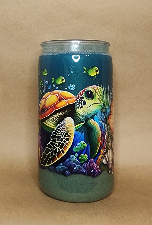 Turtle Sand and Sea Flow 16 oz Tumbler