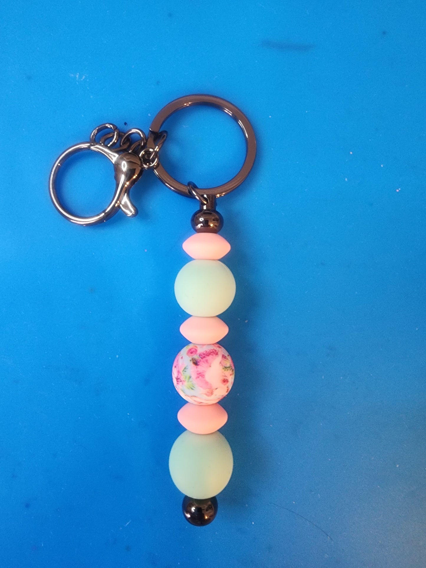 Pink and light green keychain